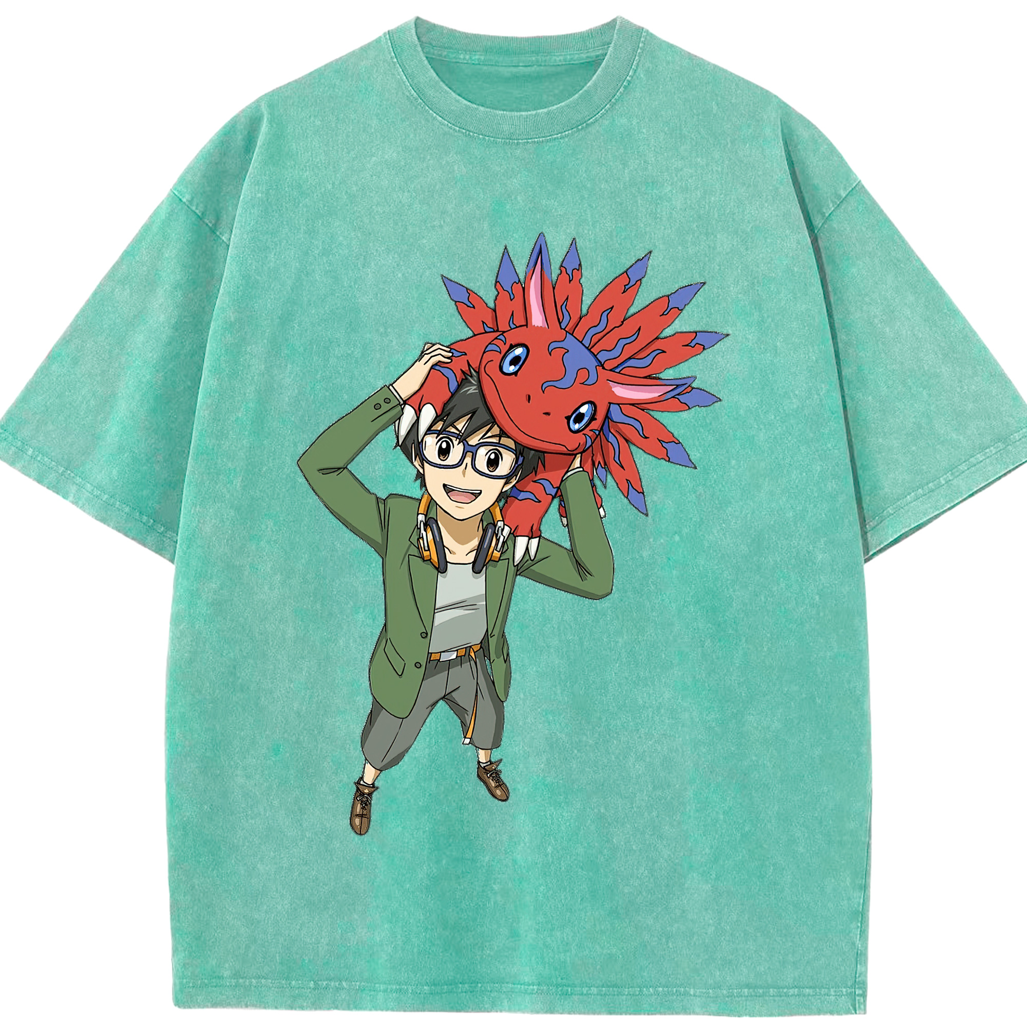（画像用） Digimon デジタルモンスター/デジモン 綿100% ヴィンテージ風 半袖Tシャツ（フロントプリント）